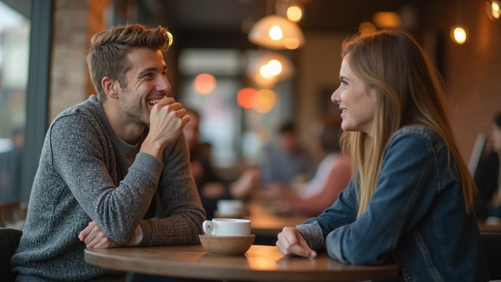 Twee mensen voeren vriendelijk gesprek in café